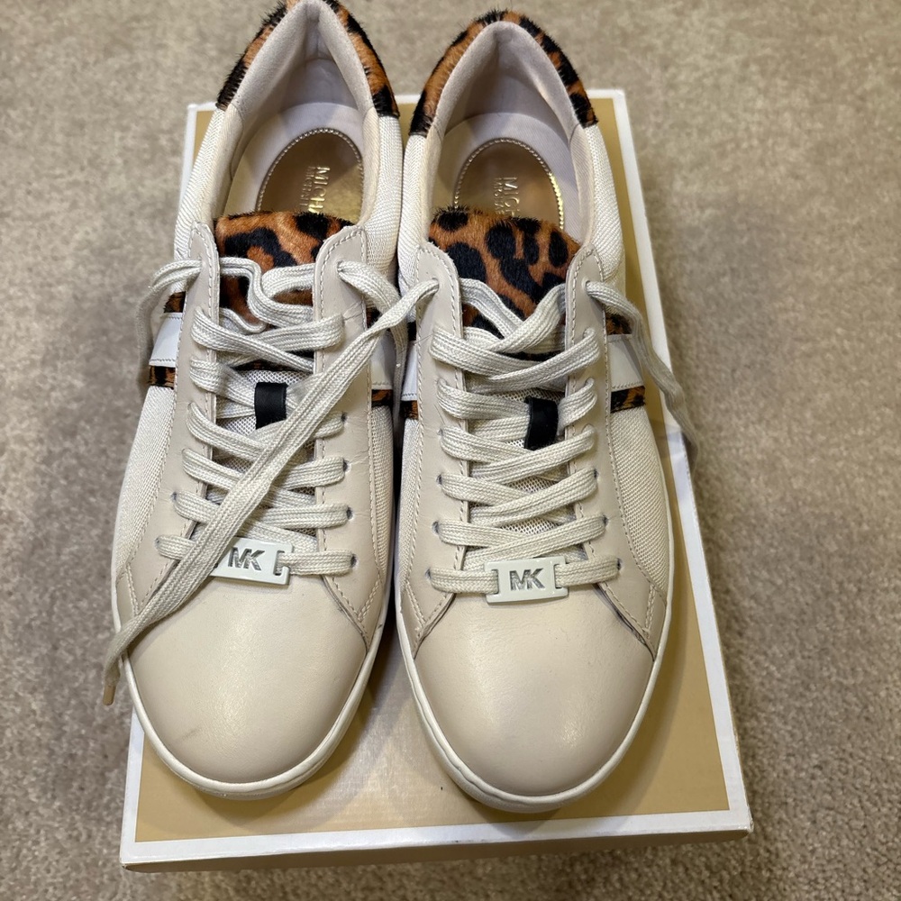 Michael Kors Cream and Leopard Print Sneakers